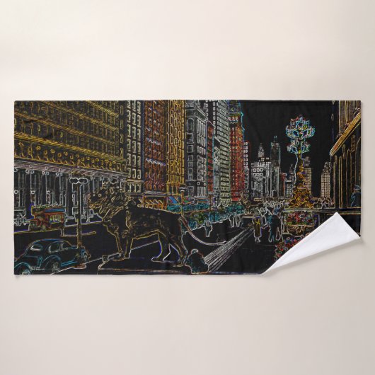 CHICAGO ART INSTITUTE LIONS MICHIGAN AVE NEON 1930 BADHANDDOEK (Badhanddoek)