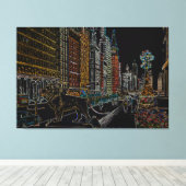 CHICAGO ART INSTITUTE LIONS MICHIGAN AVE NEON 1930 CANVAS AFDRUK (Insitu (Houten vloer))