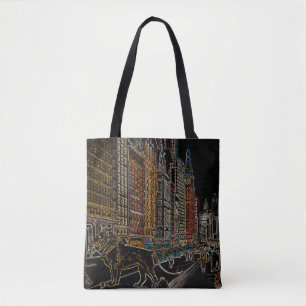 CHICAGO ART INSTITUTE LIONS MICHIGAN AVE NEON 1930 TOTE BAG