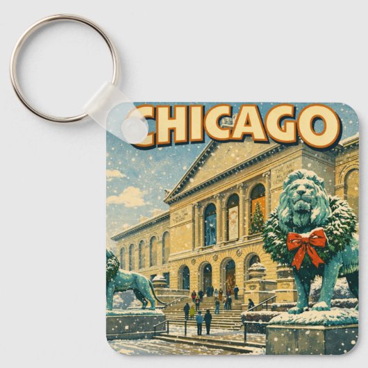 Chicago Art Institute winterposter Sleutelhanger (Voorkant)