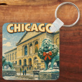 Chicago Art Institute winterposter Sleutelhanger (Achterkant)