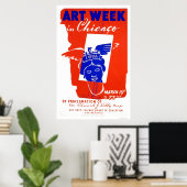 Chicago Art Week 1940 WPA Poster (Thuiskantoor)
