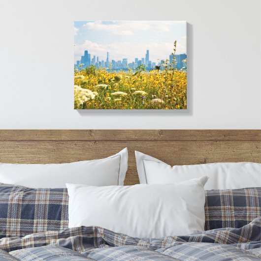 Chicago as seen from Montrose Harbor's bird Canvas Afdruk (Insitu (Slaapkamer))