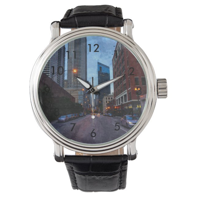 Chicago Avond Drive Horloge (Voorkant)