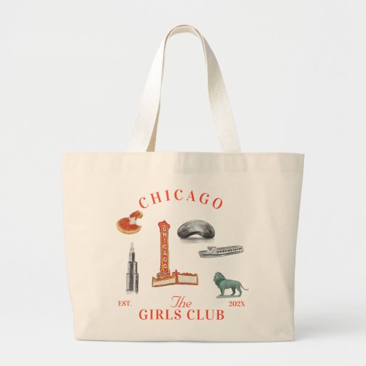 Chicago Bachelorette Meisjes Club Grote Tote Bag (Voorkant)