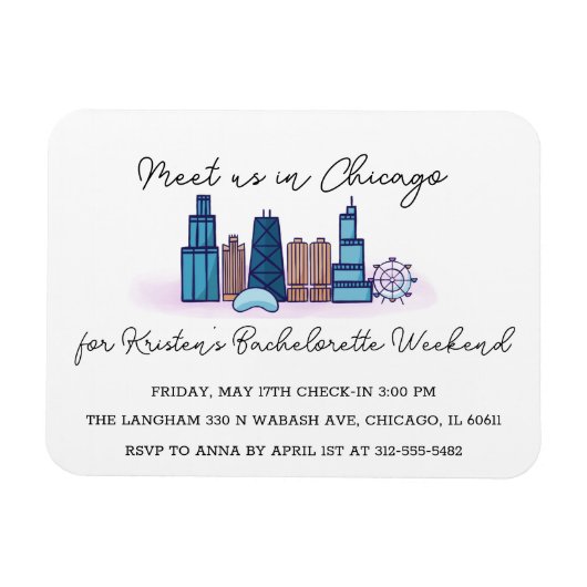 Chicago Bachelorette uitnodigingsmagneet Magneet (Horizontaal)