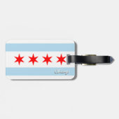 Chicago Bagagelabels, patriottische Chicago vlag Bagagelabel (Achterkant horizontaal)