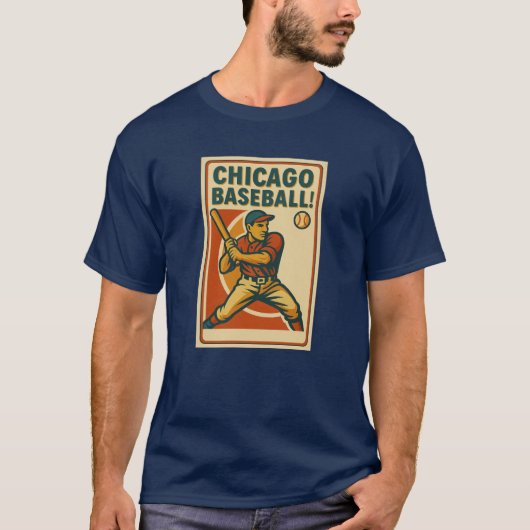 Chicago Baseball! Donker T-shirt (Voorkant)