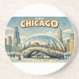 Chicago Bean in Winter coaster Zandsteen Onderzetter