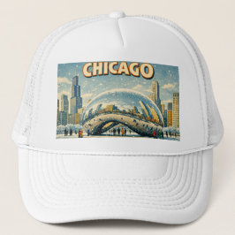 Chicago Bean in Winter hat Trucker Pet