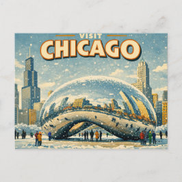Chicago Bean Winter Ansichtkaart Briefkaart
