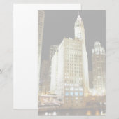 Chicago beroemd landmerk 's nachts briefpapier (Voorkant / Achterkant)