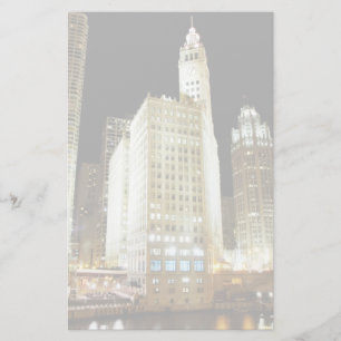 Chicago beroemd landmerk 's nachts briefpapier