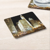 Chicago beroemd landmerk 's nachts kartonnen onderzetters (Schuin)
