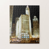 Chicago beroemd landmerk 's nachts legpuzzel (Verticaal)