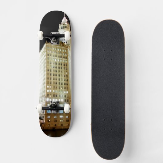Chicago beroemd landmerk 's nachts skateboard (Voorkant)