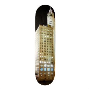 Chicago beroemd landmerk 's nachts skateboard