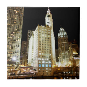 Chicago beroemd landmerk 's nachts tegeltje