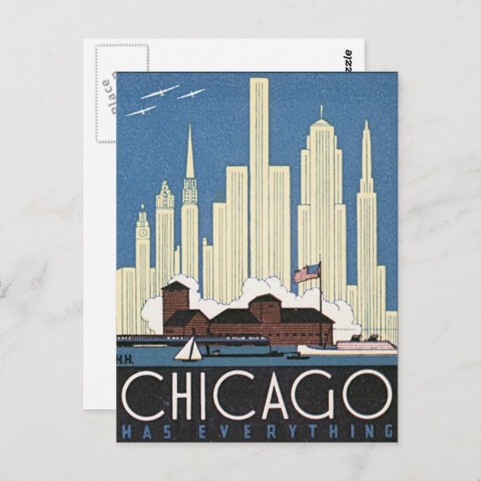 Chicago beschikt over alles wat het Poster van de Briefkaart (Voorkant / Achterkant)