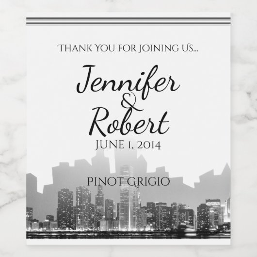 Chicago Bestemming Bruiloft Wijn Label Wijn Etiket (Enkel label)