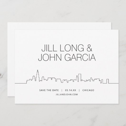 Chicago Bewaar de datum Kaart (Voorkant / Achterkant)