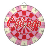 Chicago bewerkbare tekst  roze en rood ontwerp dartbord (Voorkant)