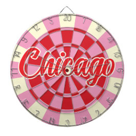 Chicago bewerkbare tekst  roze en rood ontwerp dartbord
