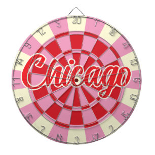 Chicago bewerkbare tekst Vintage Roze En Rode Desi Dartbord