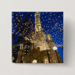 Chicago bij Christmastime Vierkante Button 5,1 Cm