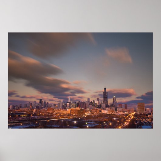 Chicago bij Dusk Poster (Voorkant)