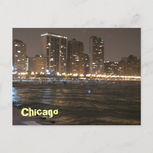 Chicago bij nacht briefkaart (Voorkant)