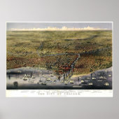 Chicago birdseye map - 1874 (Parsons & Atwater) B Poster (Voorkant)