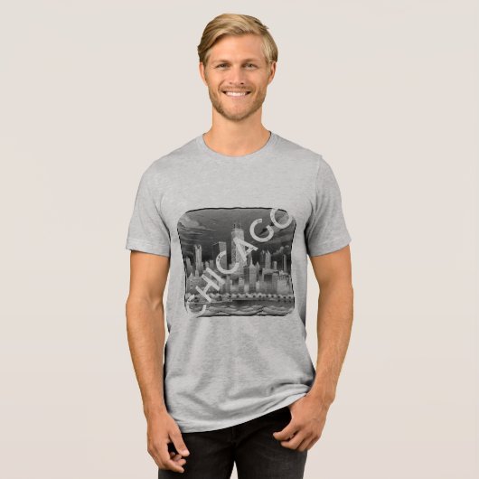 Chicago Black Graphic Naam T-shirt Tri-Blend Shirt (Voorkant volledig)