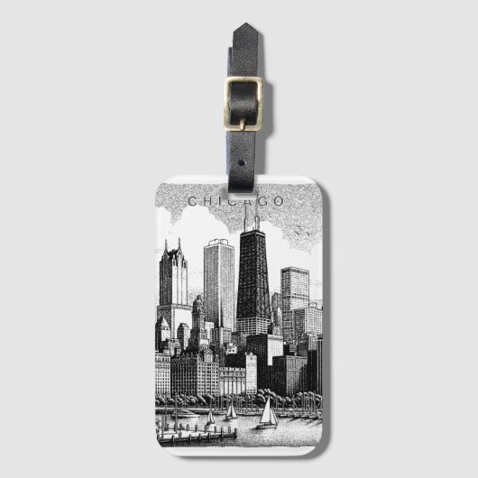 Chicago Black White Bagagelabel (Voorkant (verticaal))