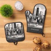 Chicago Black White Ovenwant & Pannenlap Set (Top down)