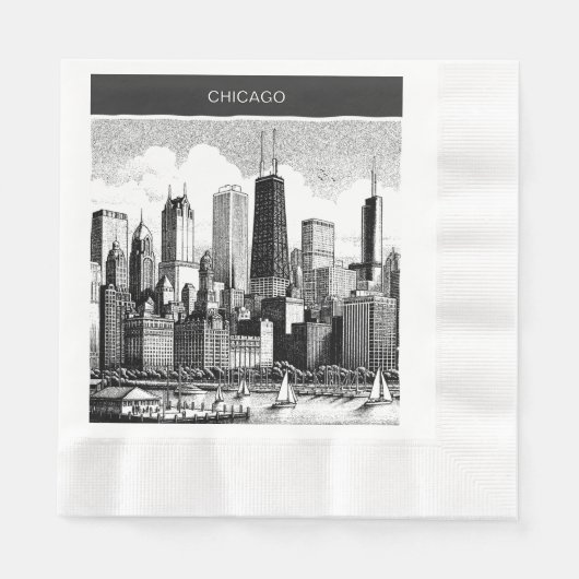 Chicago Black White Servet (Voorkant)