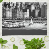 Chicago Black White Theedoek (Gevouwen)