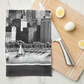 Chicago Black White Theedoek (Quarter Fold)