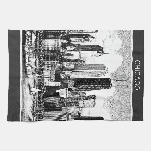 Chicago Black White Theedoek (Horizontaal)