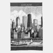 Chicago Black White Theedoek (Verticaal)