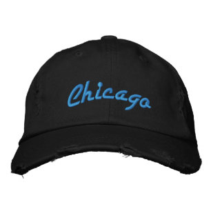 Chicago Blauw en Zwart  Stijl Verdrietig Geborduurde Pet