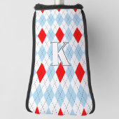Chicago Blauw & Rood Argyle Patroon Modern Monogra Golfheadcover (Draai 90)