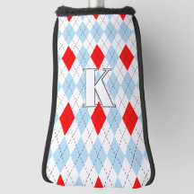 Chicago Blauw & Rood Argyle Patroon Modern Monogra