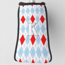 Chicago Blauw & Rood Argyle Patroon Modern Monogra Golfheadcover