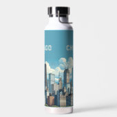 Chicago blauwe skyline waterfles (Links)