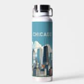 Chicago blauwe skyline waterfles (Achterkant)