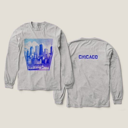 Chicago Blue Graphic T-Shirt Tri-Blend Shirt (Voorkant /achterkant)