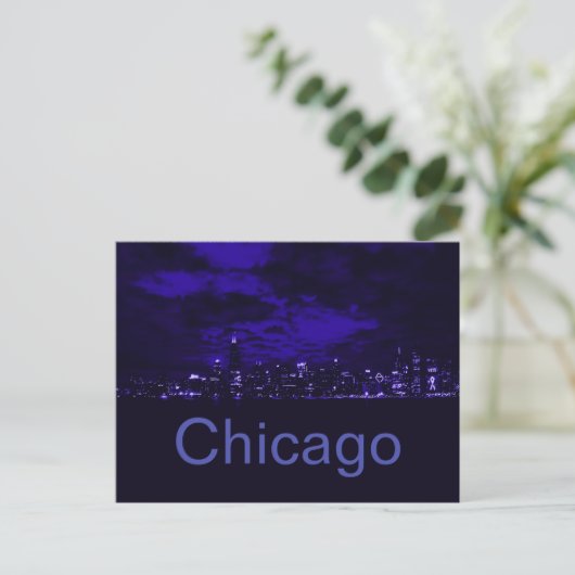 Chicago Blue Skyline Briefkaart (Staand voorkant)