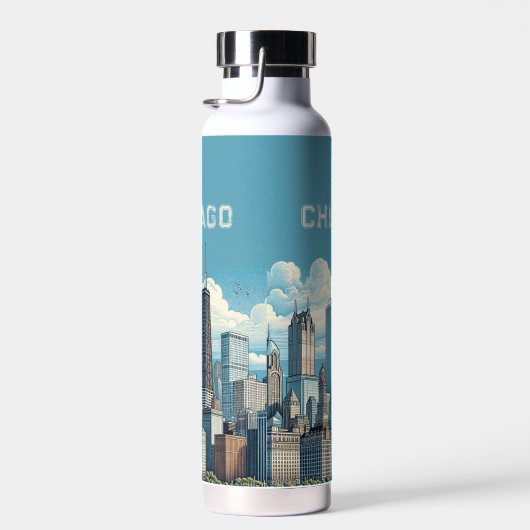Chicago Blue Skyline Waterfles (Rechts)