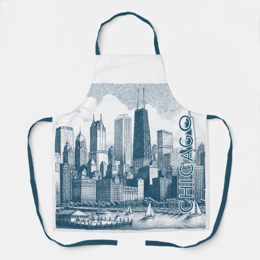 Chicago Blue White All-Over Print Schort (Voorkant)